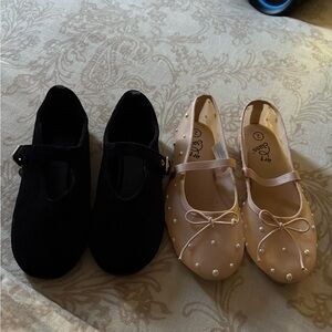 H&M Black velvet and Cream Kids Dress Shoes